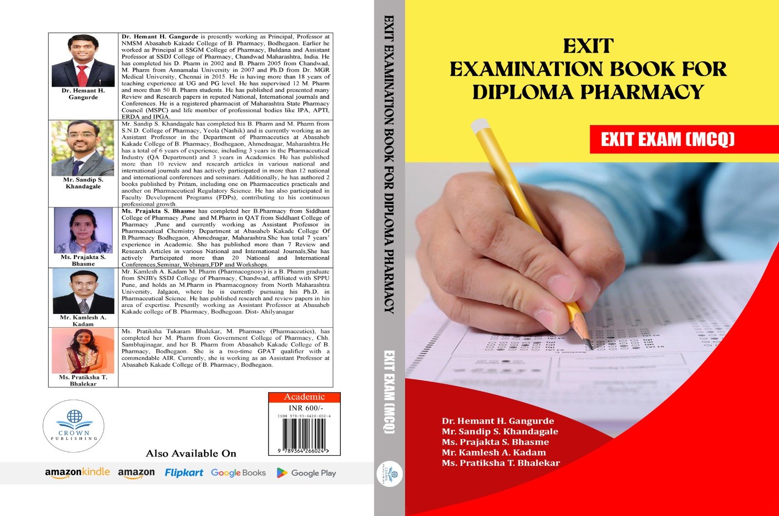 3.	Exit Examination Book for Diploma Pharmacy, Exit Exam (MCQ)